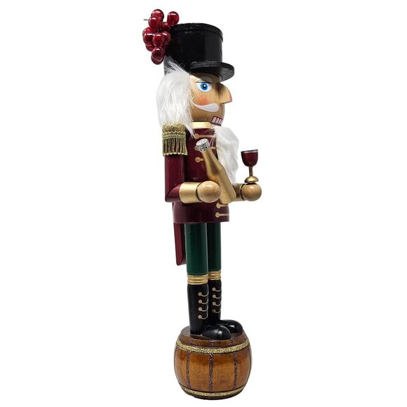 Wine Sommelier Maker Grapes Cask Bottle 14" Nutcracker - Picture 3 of 5